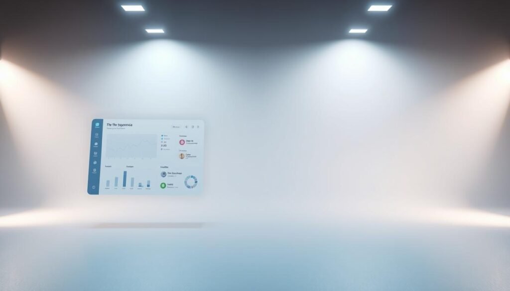 a digital user interface with sleek, minimalist design elements floating in a softly lit, serene 3D space. The foreground features a clean, responsive dashboard with intuitive controls and toggles, while the middle ground showcases elegant data visualizations and interactive menus. The background is a subtly textured surface with a gentle gradient, evoking a sense of depth and digital sophistication. Soft, ambient lighting from multiple angles creates a polished, professional atmosphere, highlighting the user-centric design and high-quality user experience.
