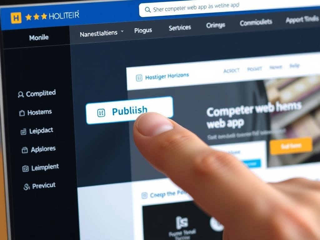 Person publishing a web app with Hostinger Horizons